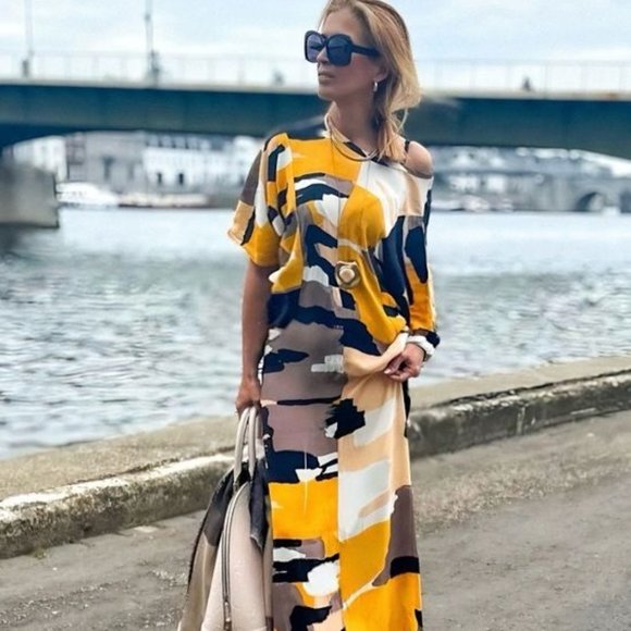 Zara Abstract Printed Midi Maxi Dress Famous Bloggers Limited Edition Size S - Picture 12 of 14